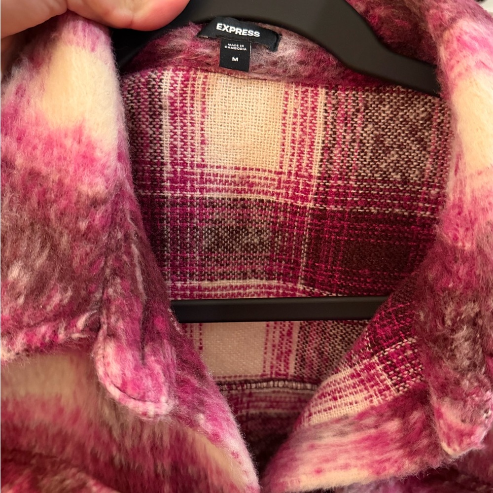 Express Pink and Brown Plaid Jacket - Picture 4 of 6
